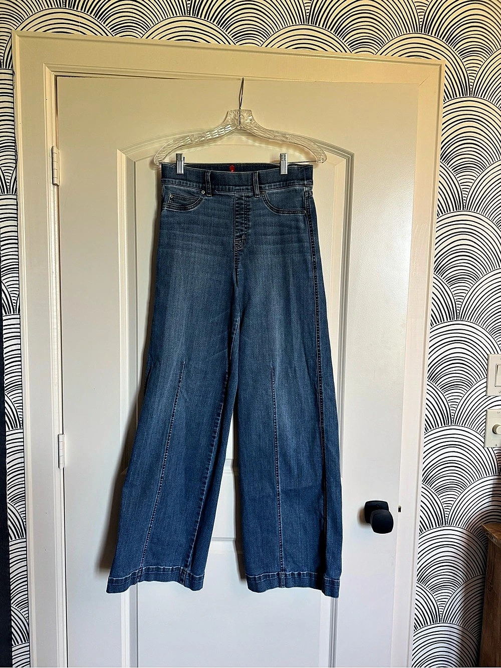 SPANX Seamed-Front Wide-Leg Jeans Blue Medium